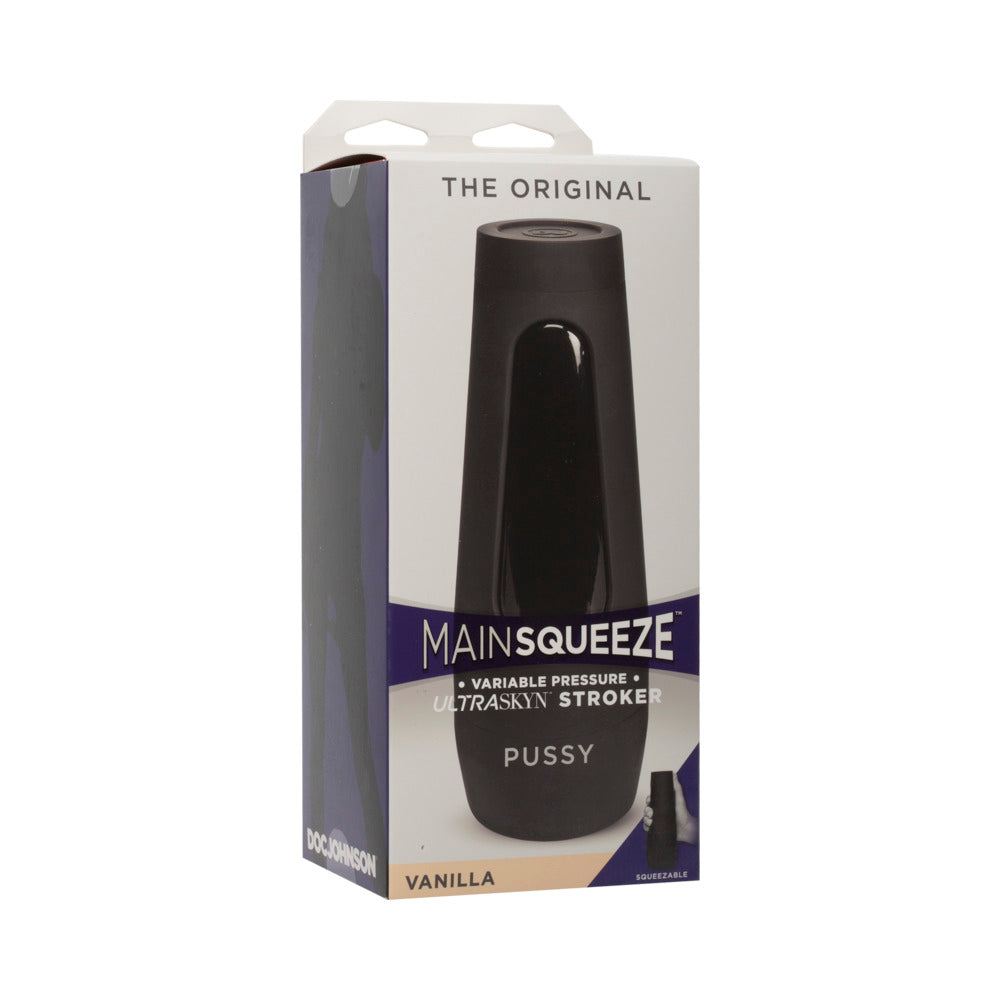 Main Squeeze - The Original Pussy Vanilla Doc Johnson Main Squeeze Original Vanilla Masturbator tall white retail carton
