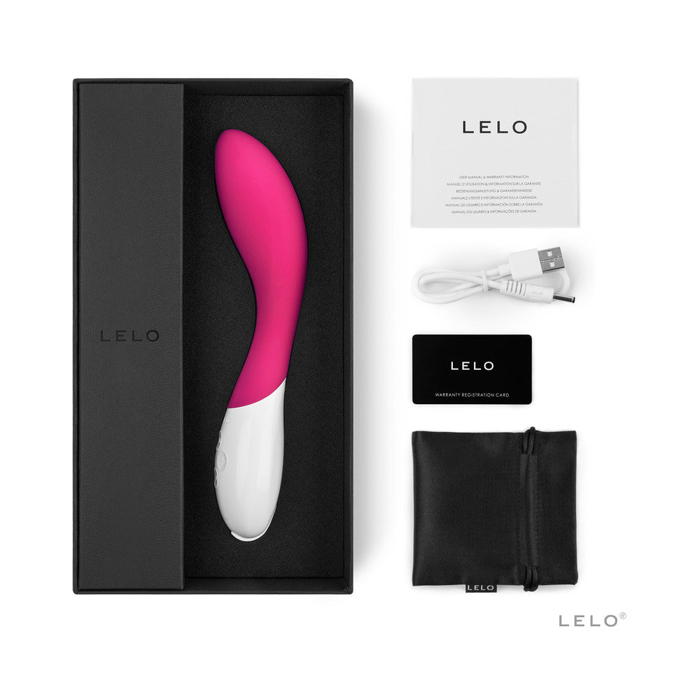 LELO MONA 2 Rechargeable G-Spot Vibrator Cerise Cerise LELO MONA 2 set with black box USB cable card and pouch