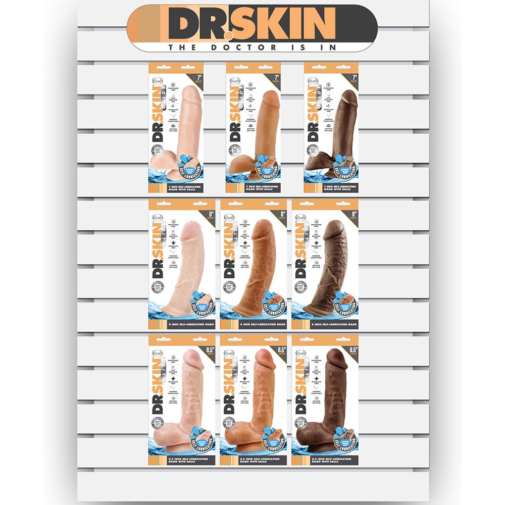 Dr. Skin Glide Blush Savings Bundle Dr. Skin Glide assorted packaged models on slatwall display