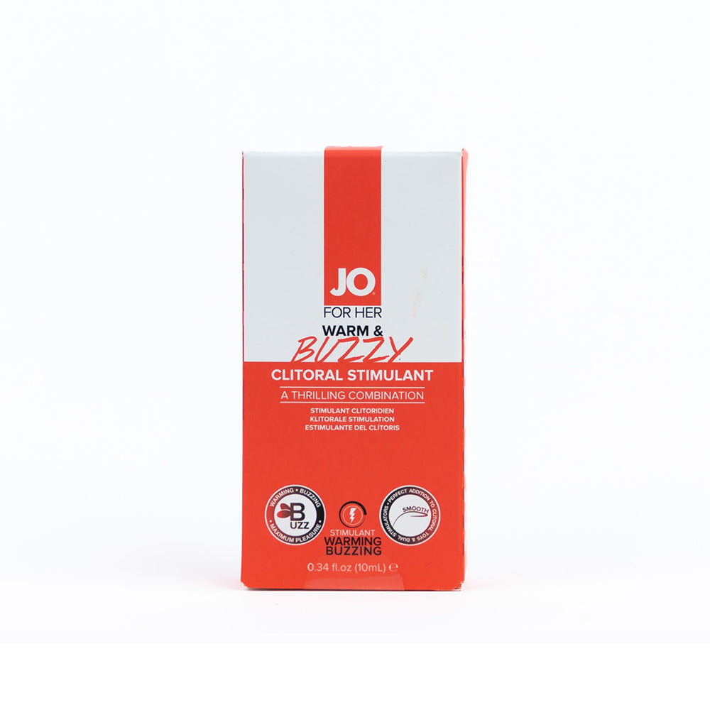 JO Warm & Buzzy Clitoral Stimulant 0.34 oz. System JO Warm and Buzzy 0.34 oz red white carton front