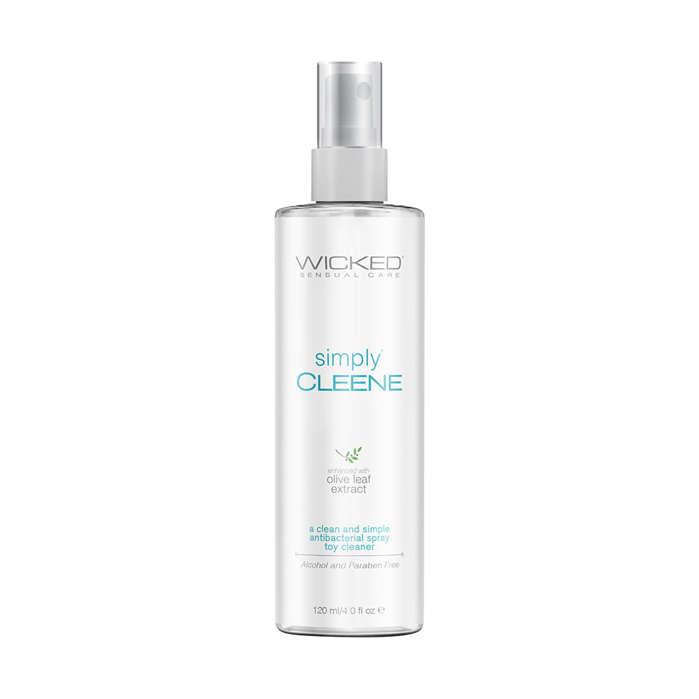 Wicked Simply Cleene Toy Cleaner 4 oz. clear Wicked Simply Cleene toy cleaner pump bottle with pale blue label