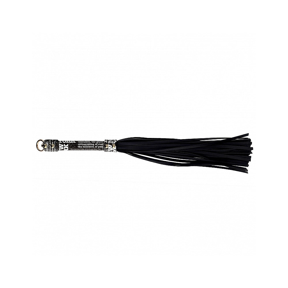 Ouch! International New York Collection Flogger black leather flogger with New York text-print handle and metal ring