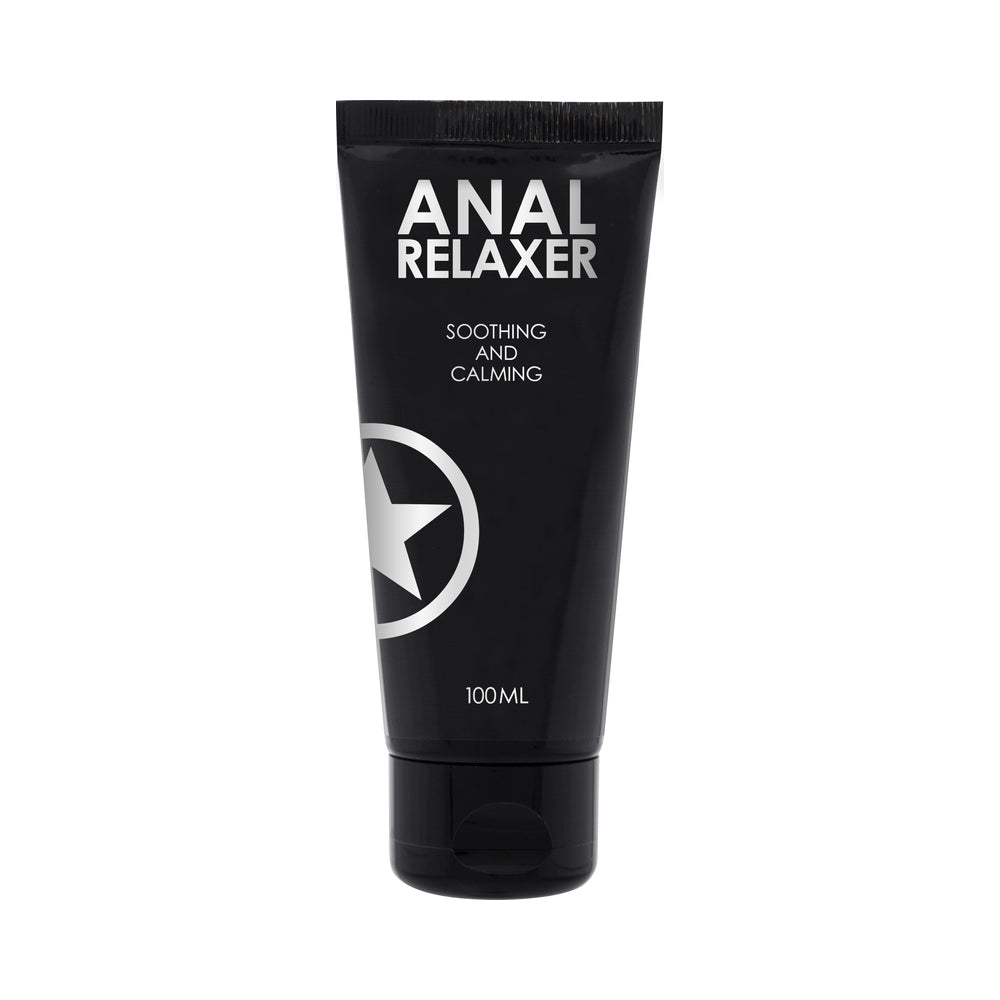 Shots Anal Relaxer 3 oz. Black 3 oz Shots menthol and glycerin anal gel tube with white star logo