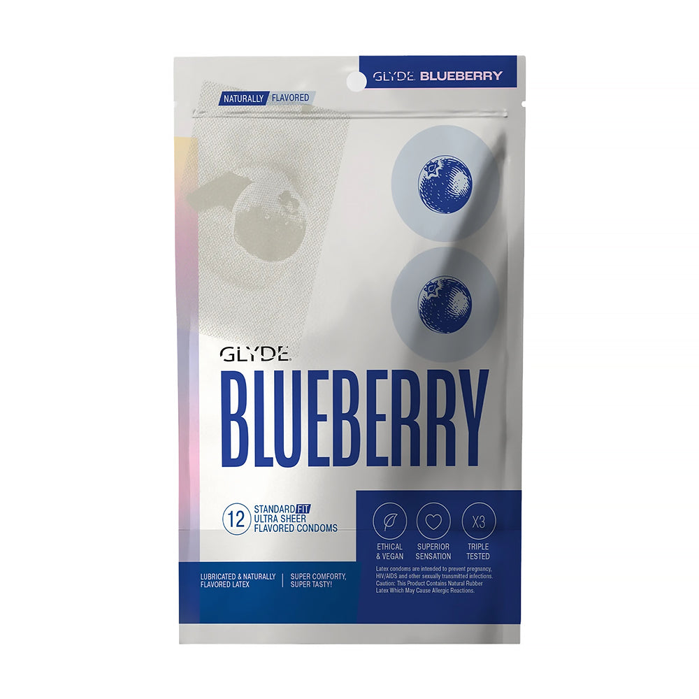 GLYDE Ultrathin Latex Condom Blueberry Flavored 12-Count GLYDE Ultrathin Latex Condom Blueberry Flavored 12-Count