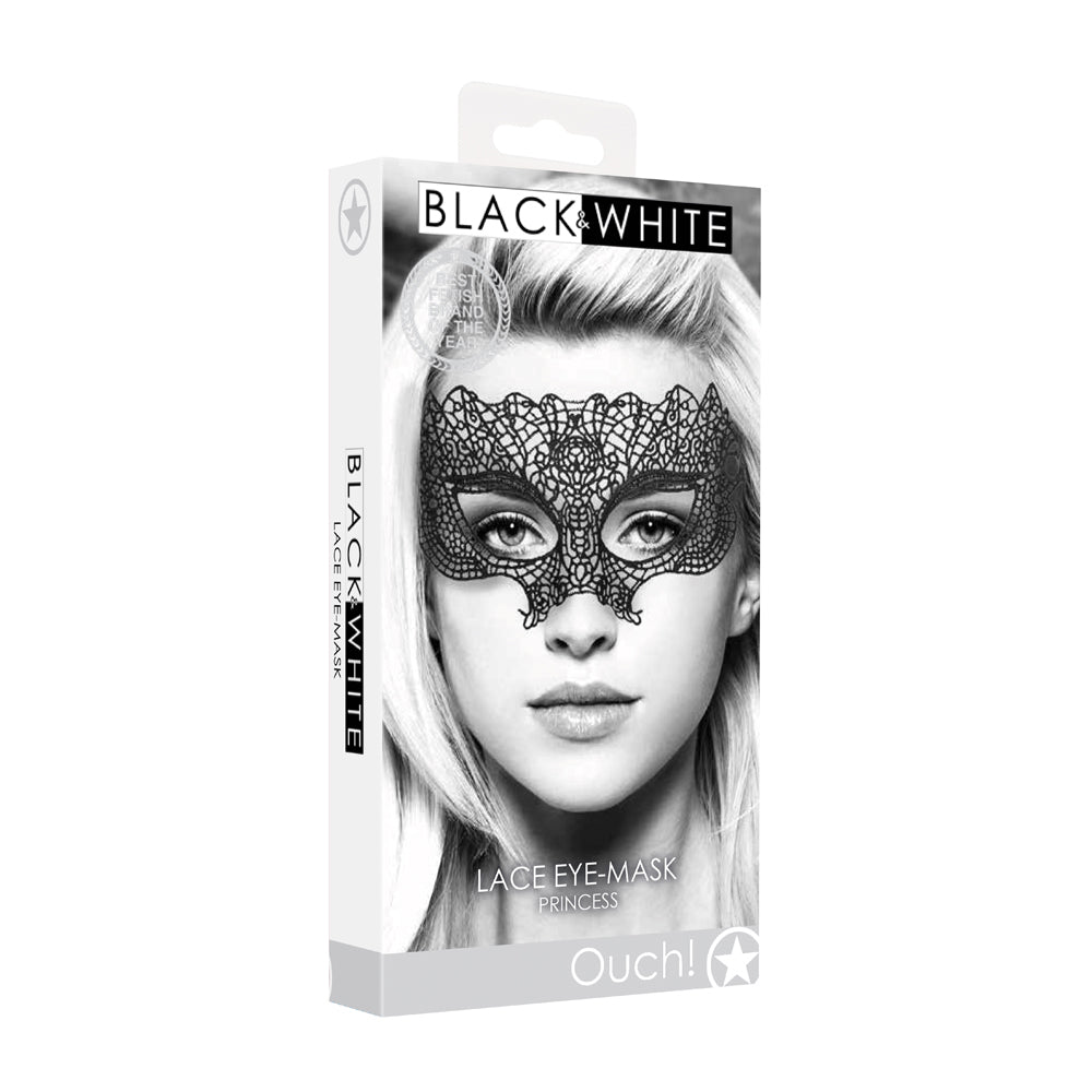 Ouch! Black & White Princess Lace Eye Mask Black Shots Ouch Princess black lace eye mask retail box