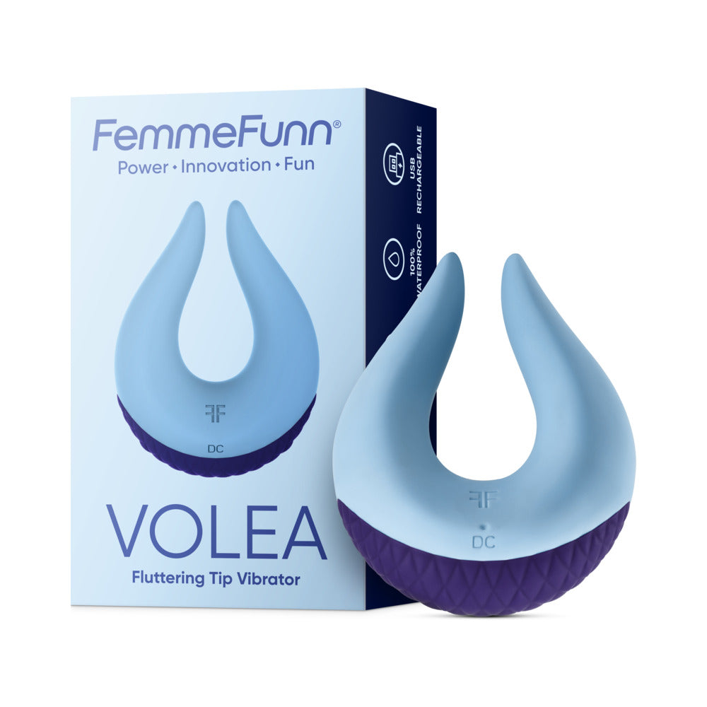FemmeFunn Volea Rechargeable Silicone Fluttering Tip Vibrator Light Blue Light-blue FemmeFunn Volea vibrator with retail box