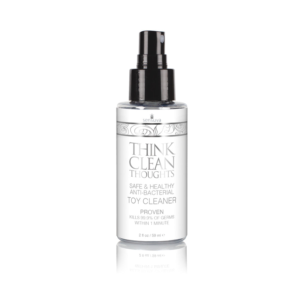 Sensuva Think Clean Thoughts Anti-Bacterial Toy Cleaner 2 oz. Sensuva Think Clean Thoughts 2 oz clear spray bottle
