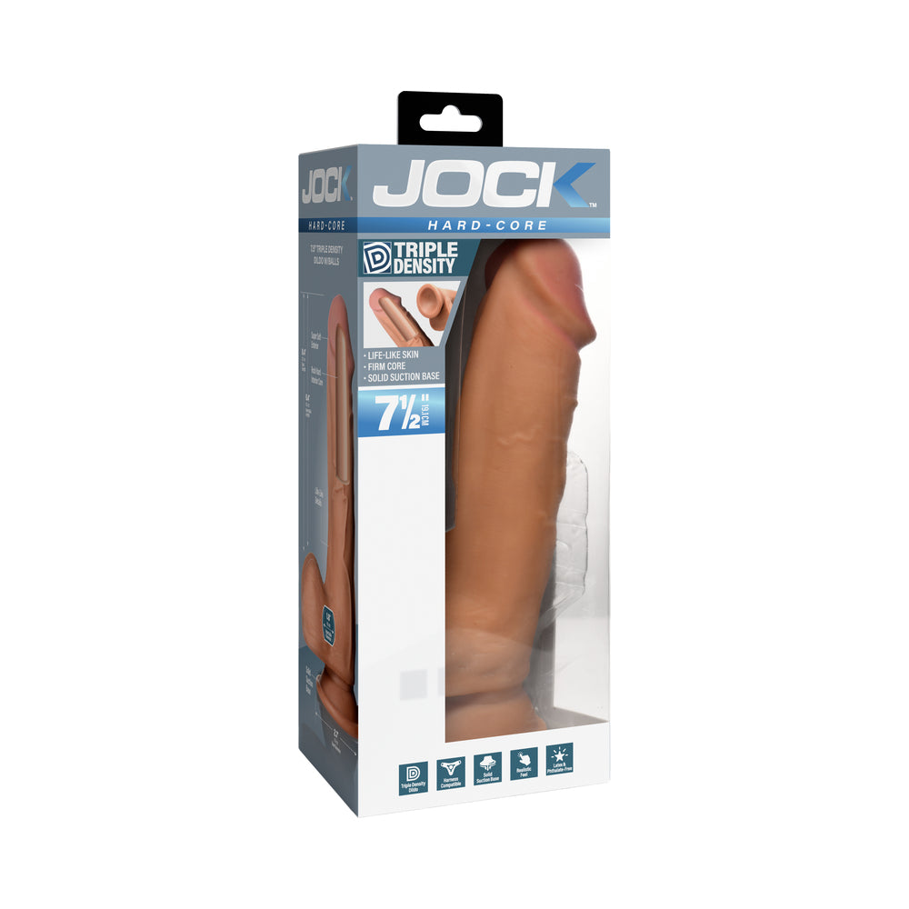 JOCK Hard-Core +Triple Density Dildo with Balls 7.5 in. Medium JOCK Hard-Core ball-base 7.5-inch dildo in retail box