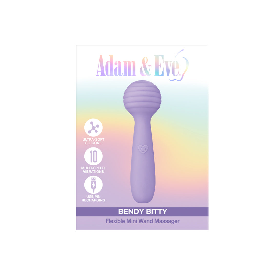Adam & Eve Bendy Bitty Wand Adam and Eve Bendy Bitty lilac mini wand in retail card