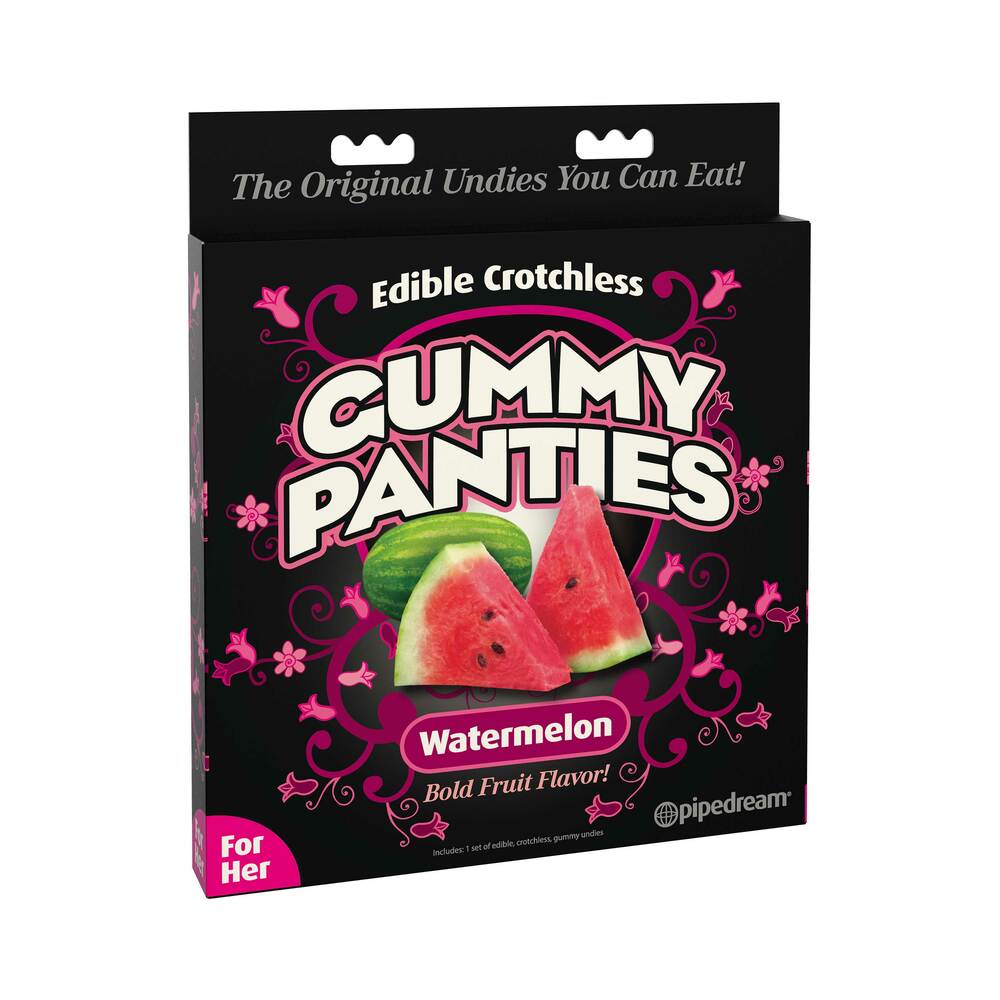 Pipedream Edible Crotchless Gummy Panties Watermelon Flavor Pipedream Watermelon Edible Crotchless Gummy Panties black box