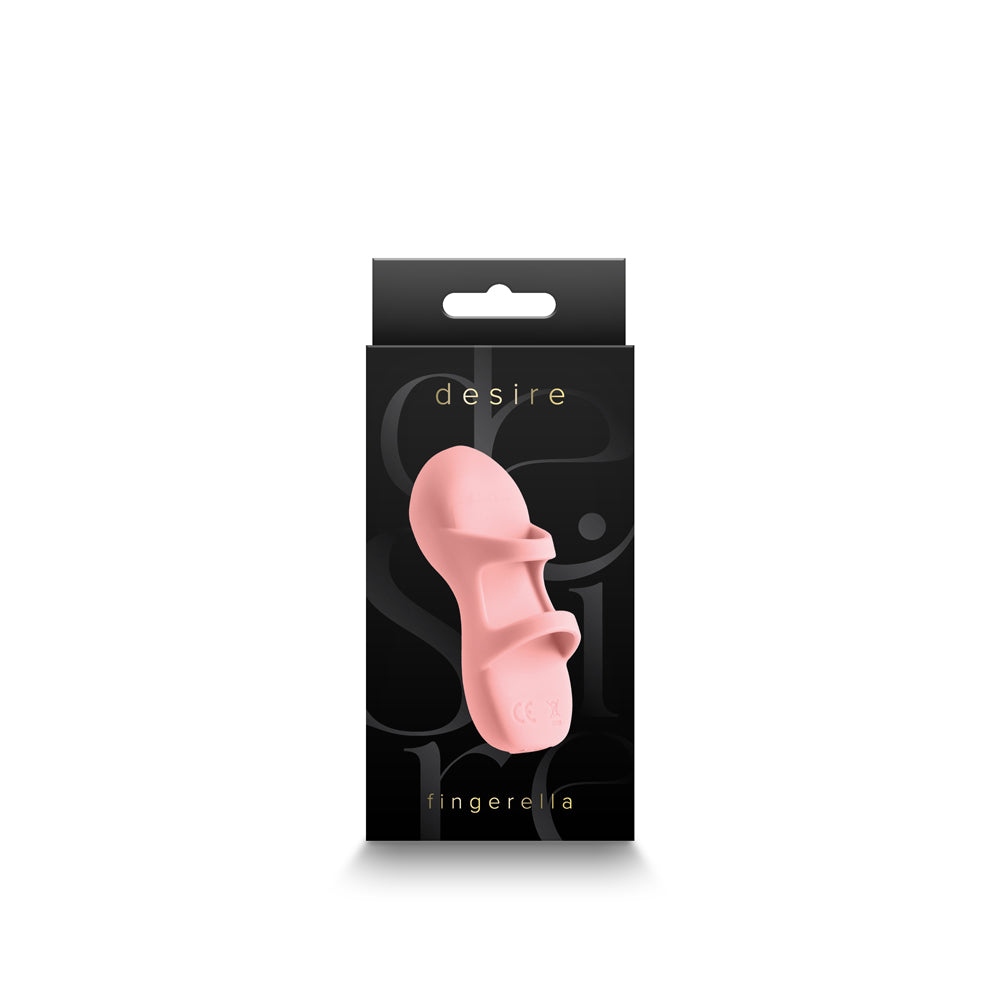 Desire Fingerella Peach NS Novelties Desire Fingerella peach silicone finger massager front retail package