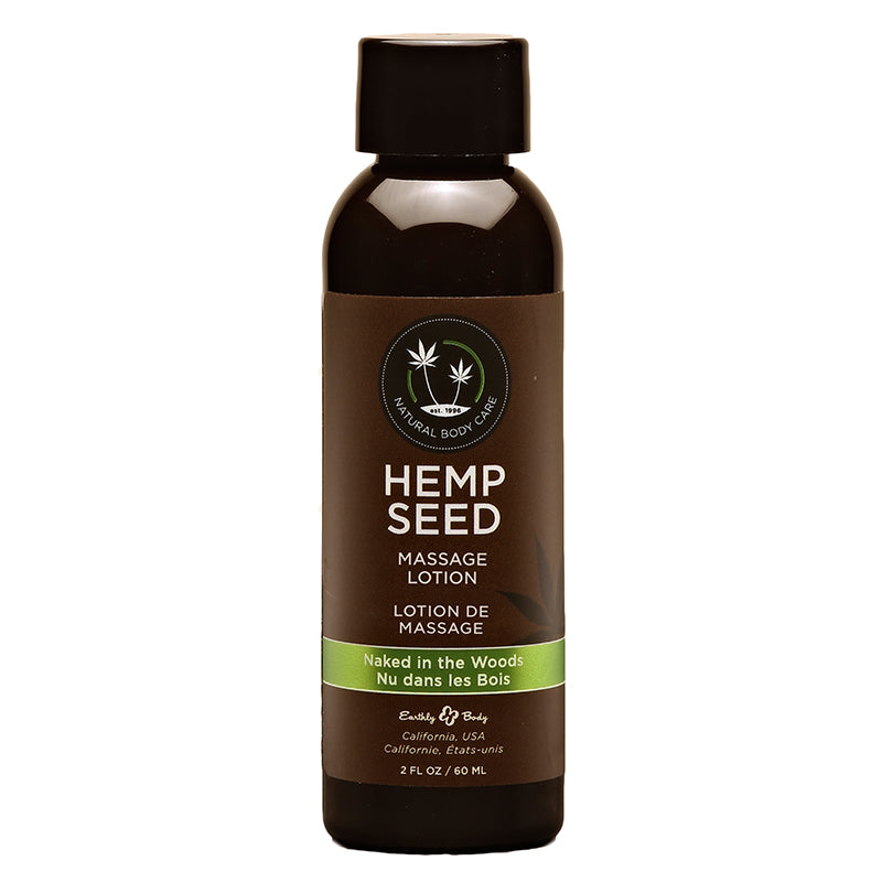 Earthly Body Massage Lotion Naked in the Woods 2oz Earthly Body Naked in the Woods Lotion 2 oz dark bottle with black cap and green label band