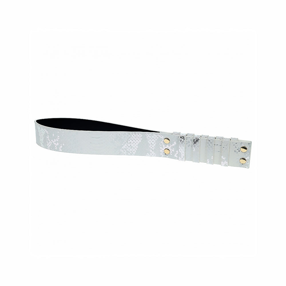 Ouch! International Florence Collection Paddle White white and silver snakeskin Florence leather paddle with gold studs