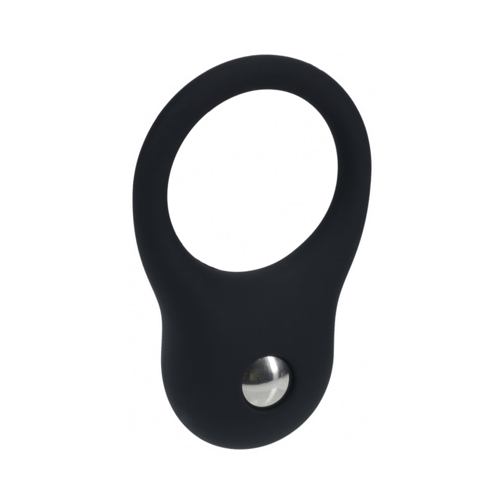 LEVELZ Silicone Training Cock Ring Small Black Small black LEVELZ training ring with silver-tone button