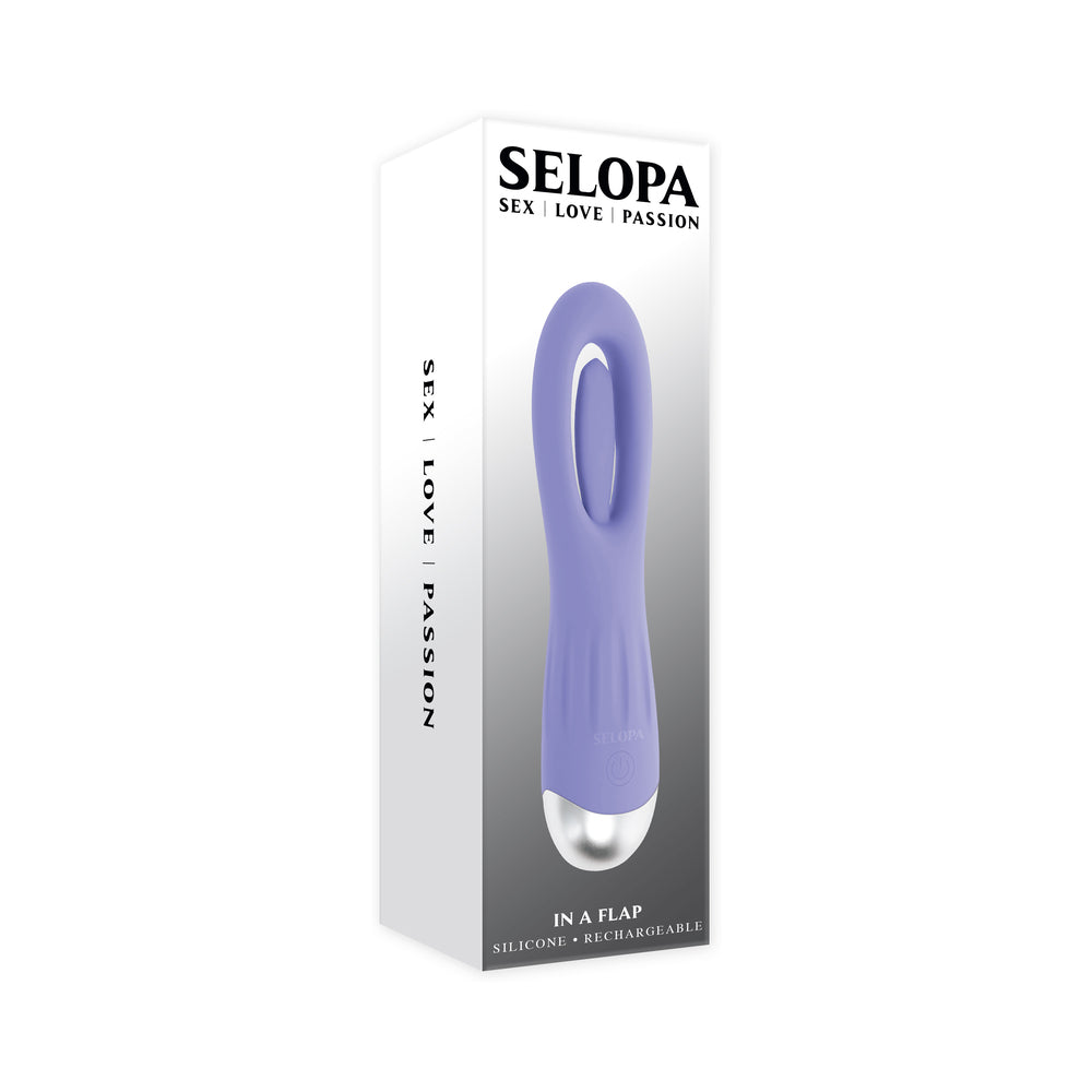 Selopa In A Flap Purple Selopa In A Flap purple vibrator in white retail box