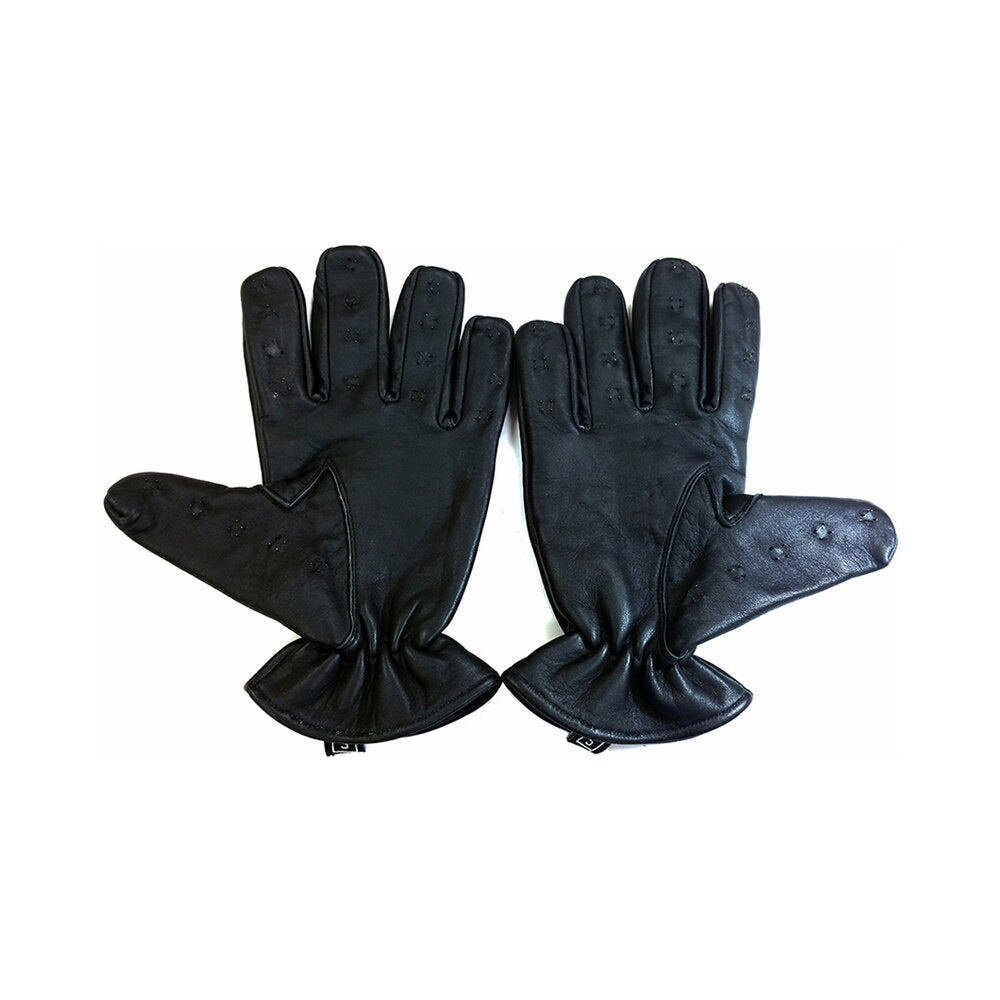 Rouge Vampire Gloves Black XL pair of black Rouge leather vampire gloves with metal palm and finger points