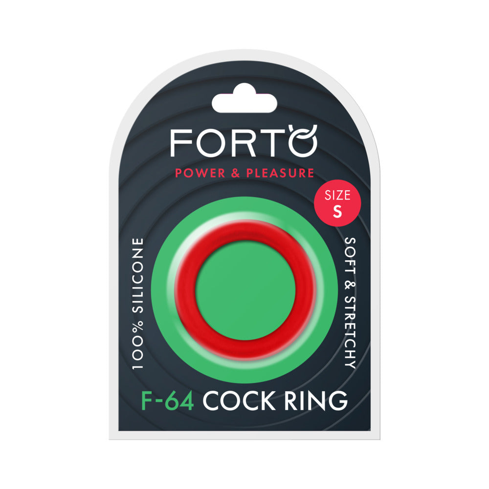 Forto F-64 Wide Liquid Silicone Cockring Small Red Forto F-64 small red cock ring in retail package