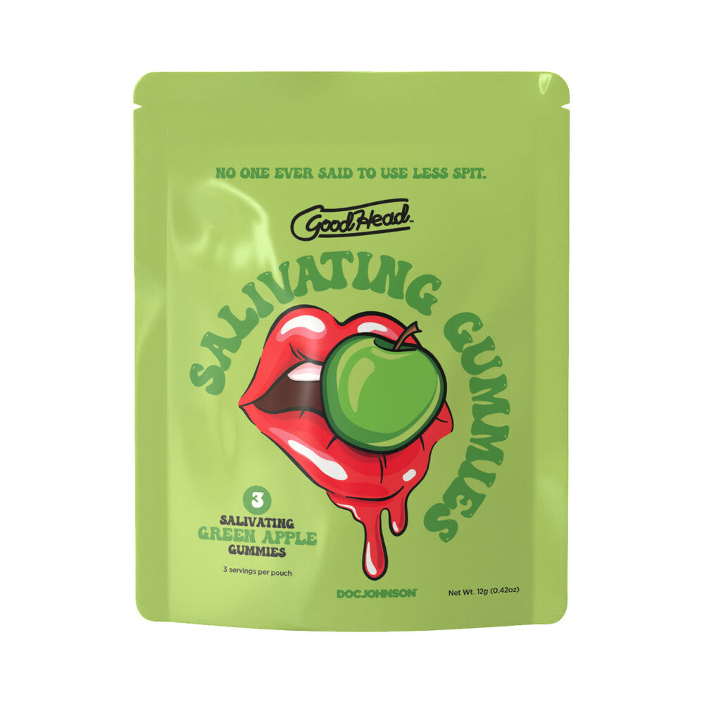 GoodHead Salivating Gummies 3-Pack Green Apple (Bulk) GoodHead Green Apple three-piece gummy pouch with red lips