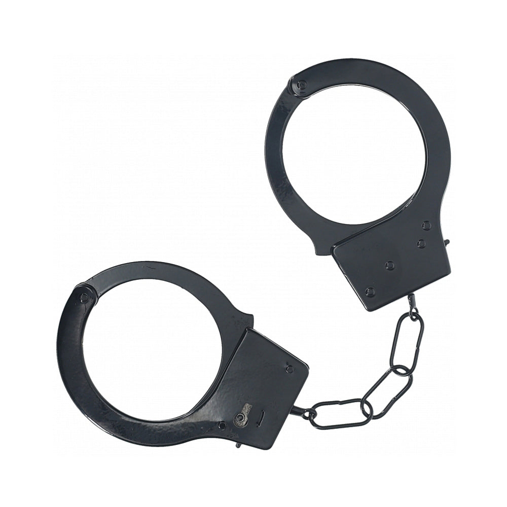 Ouch! Classic Metal Handcuffs Black Ouch Classic black iron handcuffs with round arms and three-link chain