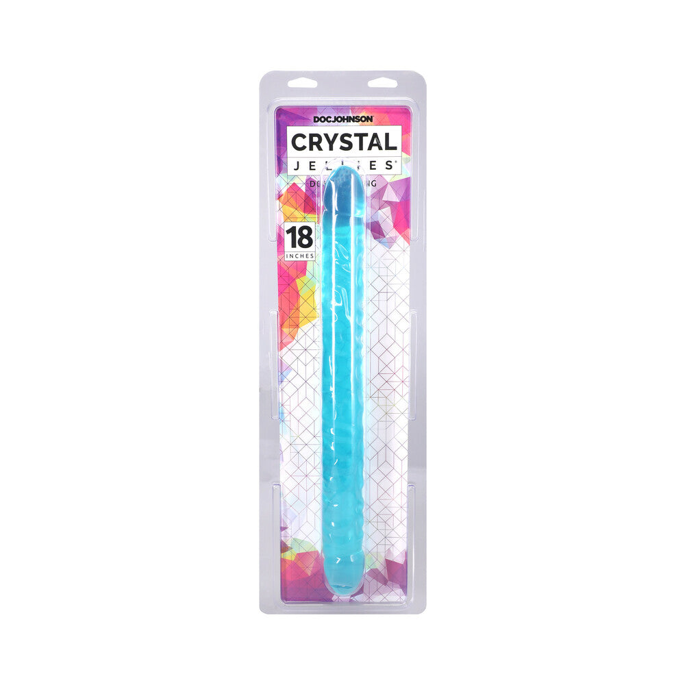 Crystal Jellies 18 in. Double Dong Teal Crystal Jellies 18-inch teal double dong in clear retail pack