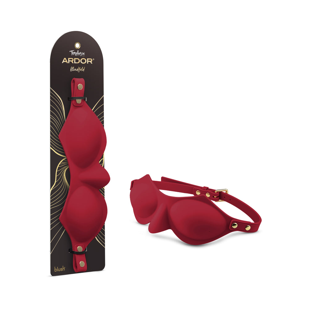 Temptasia Ardor Blindfold Red Temptasia Ardor red blindfold beside black retail card