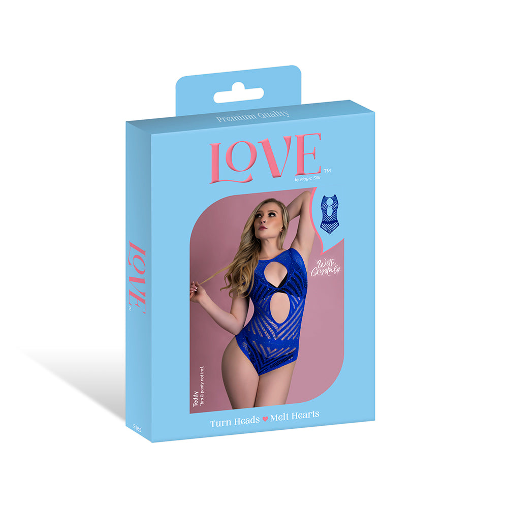 Magic Silk Seamless Teddy Blue O/S Magic Silk seamless blue cutout teddy displayed in blue retail packaging