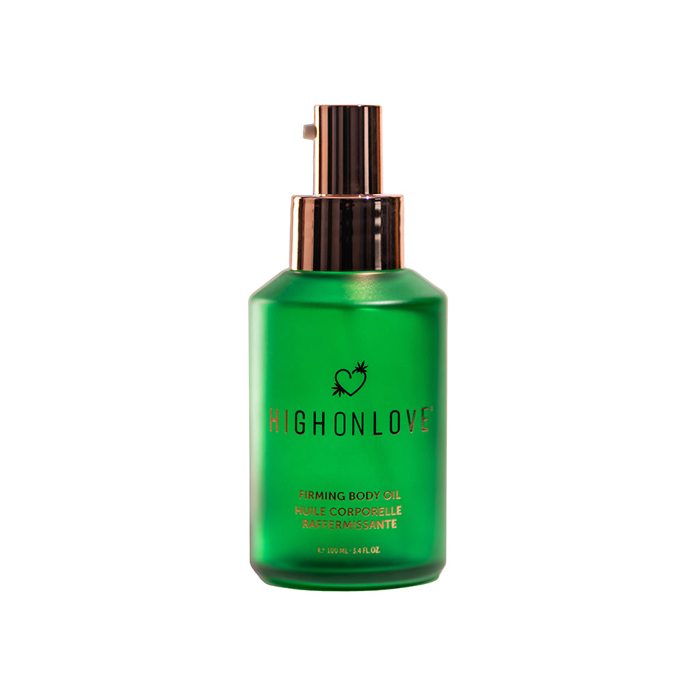HighOnLove Firming Body Oil Green HighOnLove Firming Body Oil pump bottle with gold-tone dispenser