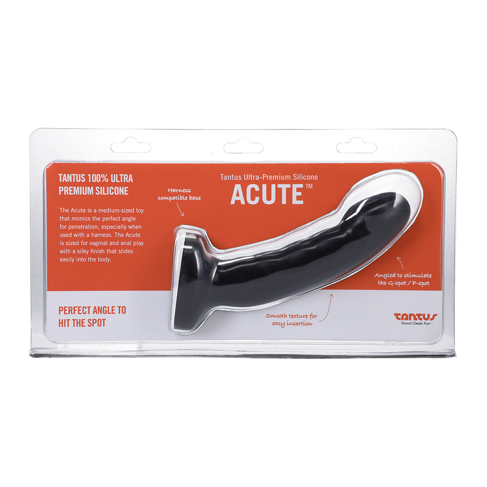 Tantus Acute 5.5 in. Curved Dildo Medium-Firm Night Sky Tantus Acute Night Sky curved silicone dildo front retail package