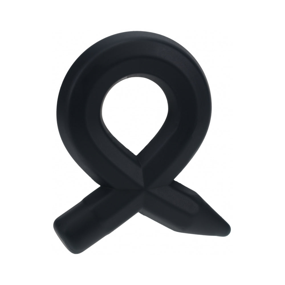 LEVELZ Pencil Liquid Silicone Cock Ring Black Black LEVELZ Pencil silicone ring with crossed tapered ends