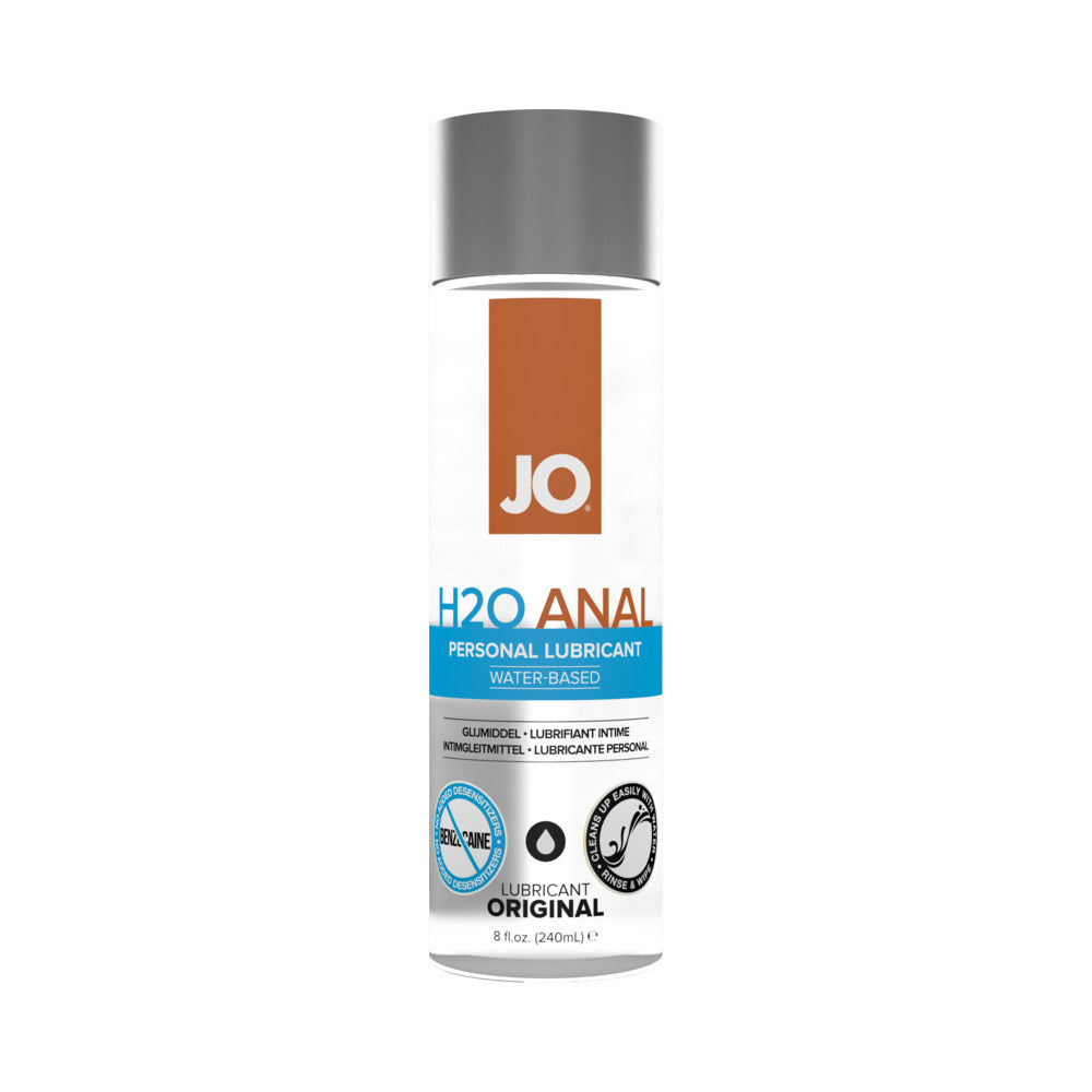 JO H2O Anal Original Water-Based Lubricant 8 oz. System JO H2O Anal Original eight-ounce silver-capped bottle