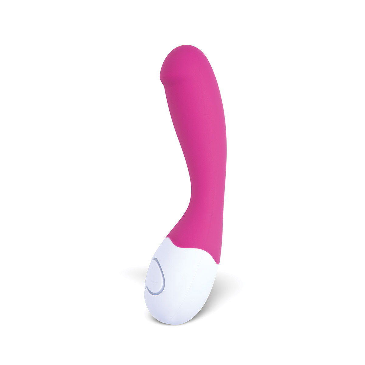 OhMiBod LoveLife Cuddle Pink pink OhMiBod LoveLife Cuddle vibrator with curved tip and white control base