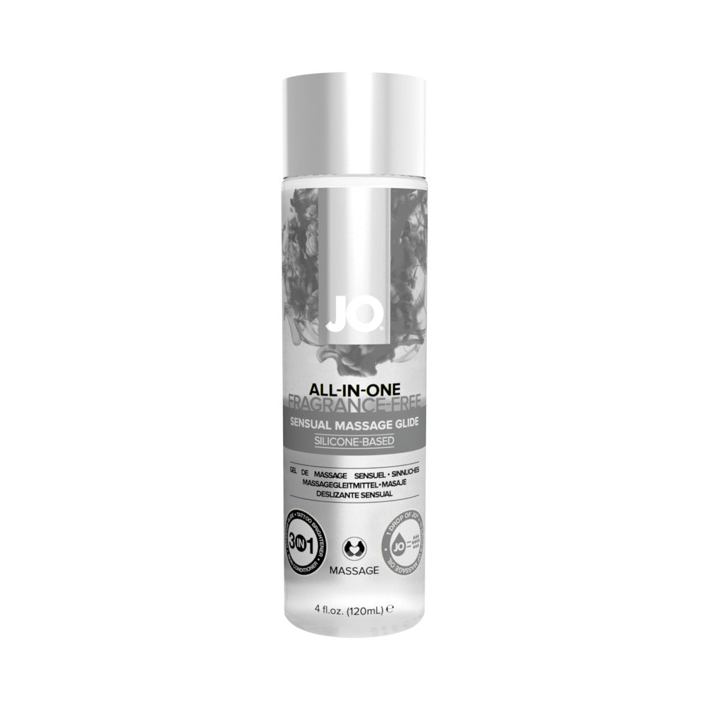 JO All-In-One Sensual Massage Glide Fragrance Free 4 oz. System JO fragrance-free four-ounce silicone massage glide bottle