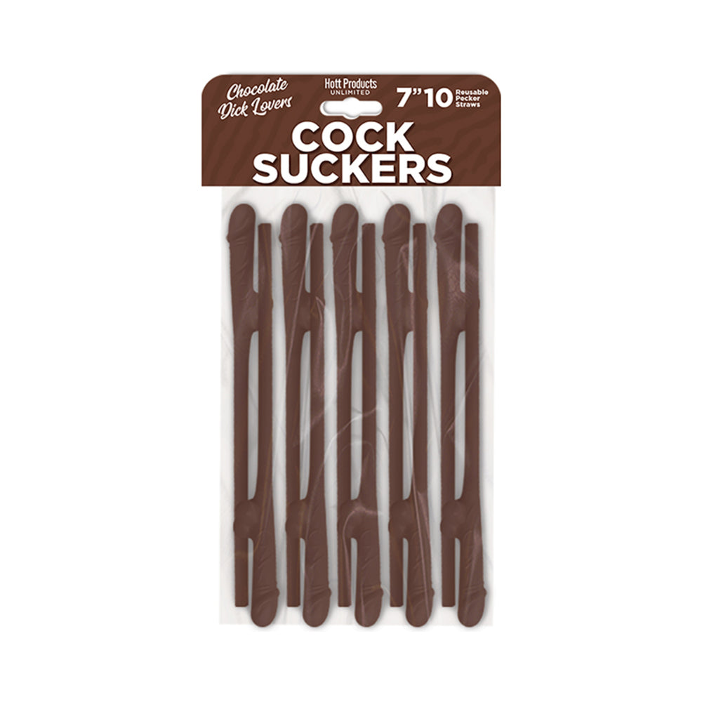 Skins Pecker Straws Chocolate Lovers (10-Pack) Ten dark brown Skins Pecker Straws in clear retail package