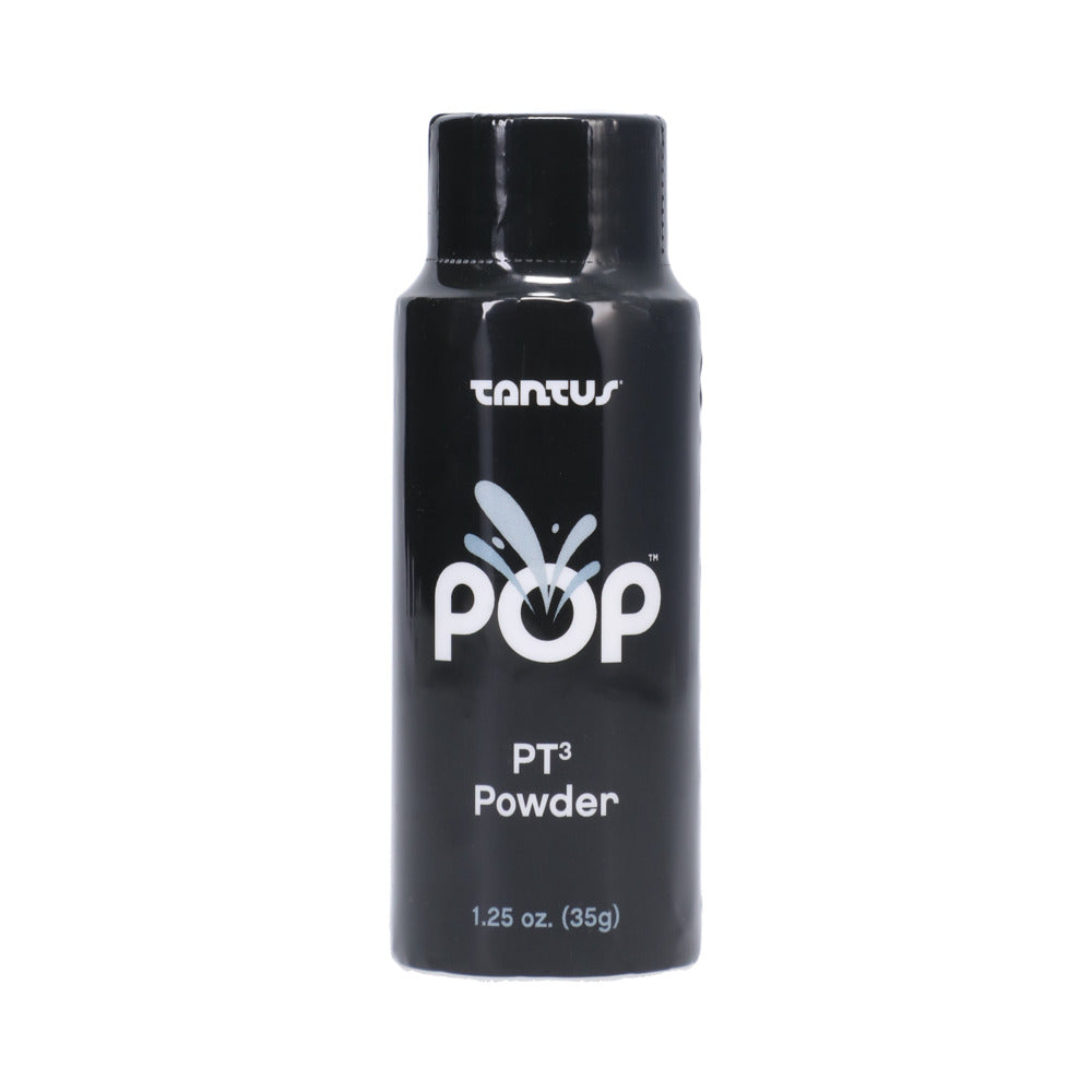 Tantus POP PT3 Powder 1.25 oz. Front of black Tantus POP PT3 Powder 1.25 oz bottle