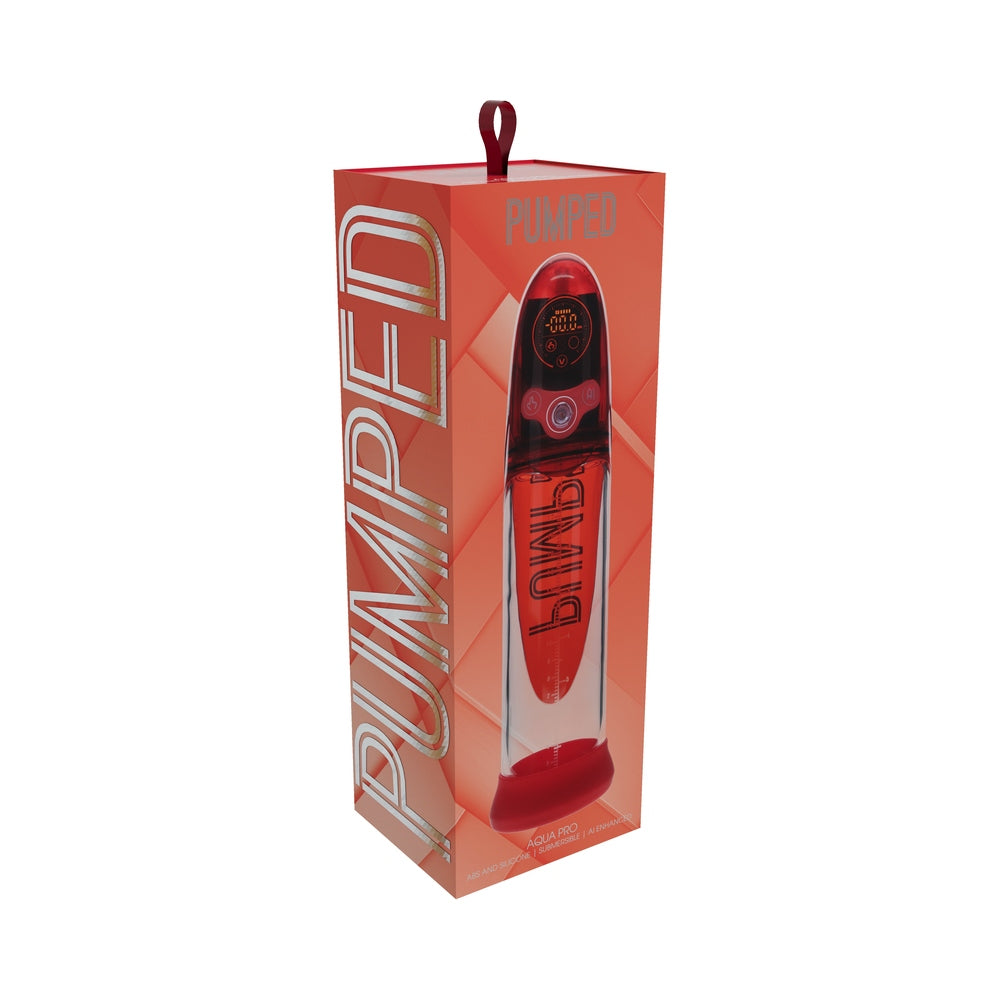 Pumped Aqua-Pro Submersible Automatic AI Enabled Red Red Shots Pumped Aqua-Pro automatic pump shown inside red retail packaging