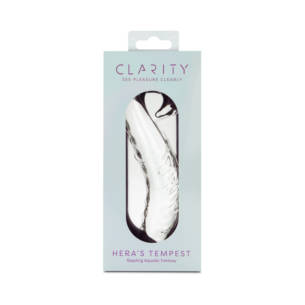 Clarity Hera''s Tempest Glass Dildo Clarity Hera's Tempest clear curved glass dildo in pale box