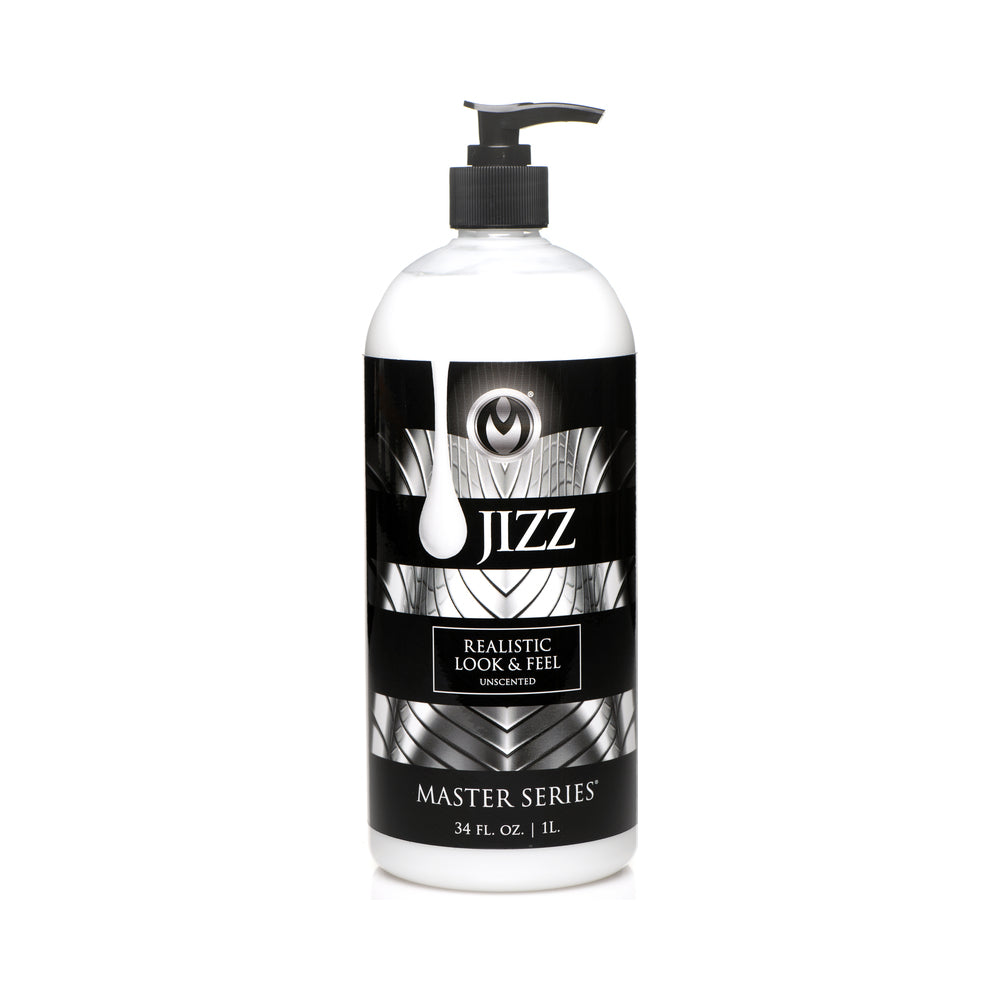Master Series Unscented Water-Based Jizz Lubricant 34 oz. 34 ounce Master Series Jizz unscented water-based lubricant in pump bottle