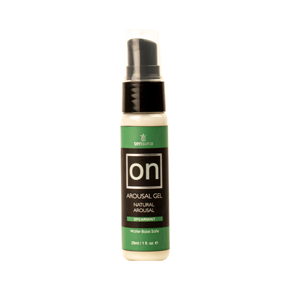 Sensuva ON Arousal Gel Spearmint 1 oz. Sensuva ON Spearmint 1 oz gel pump bottle with green label