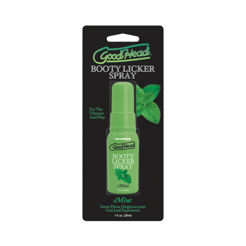 GoodHead Booty Licker Spray Mint 1 oz. GoodHead Mint Booty Licker Spray 1 oz green pump bottle on black mint card