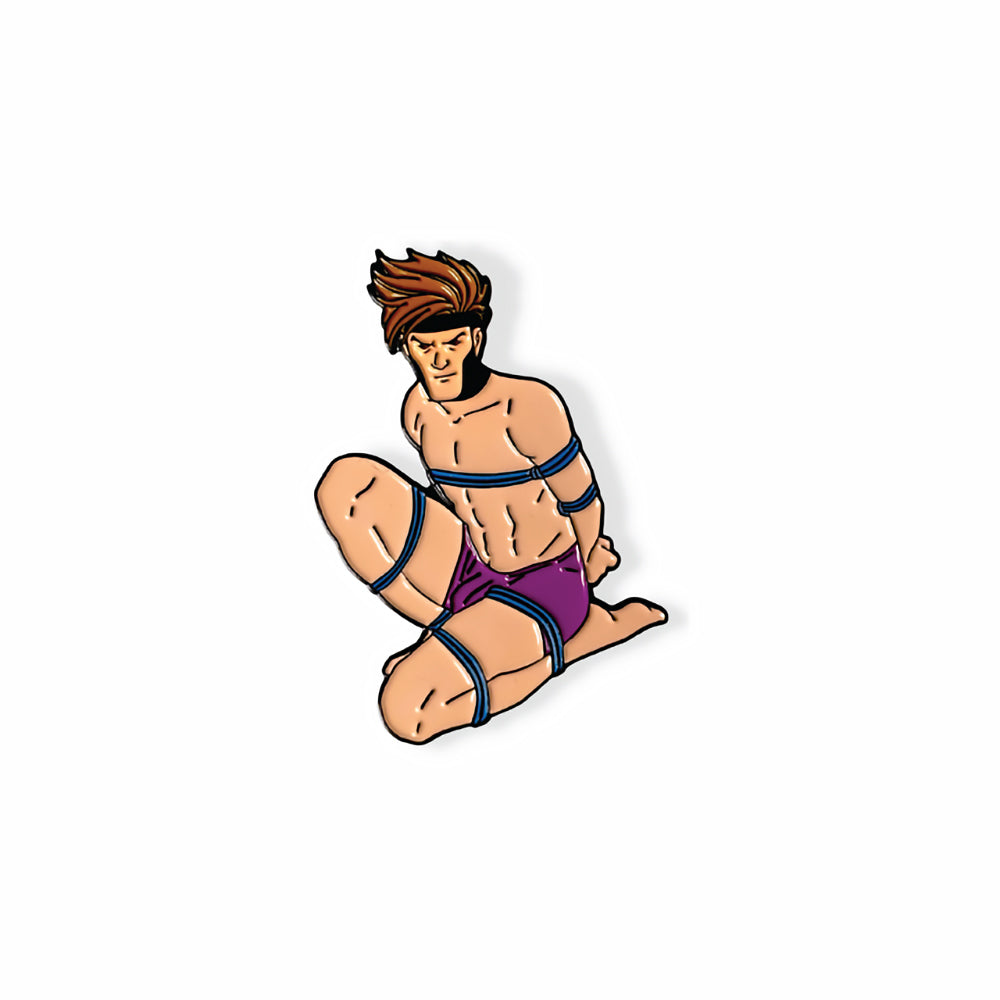 Geeky & Kinky The Thief Enamel Pin Geeky and Kinky The Thief enamel pin with brown hair, pink briefs and blue rope