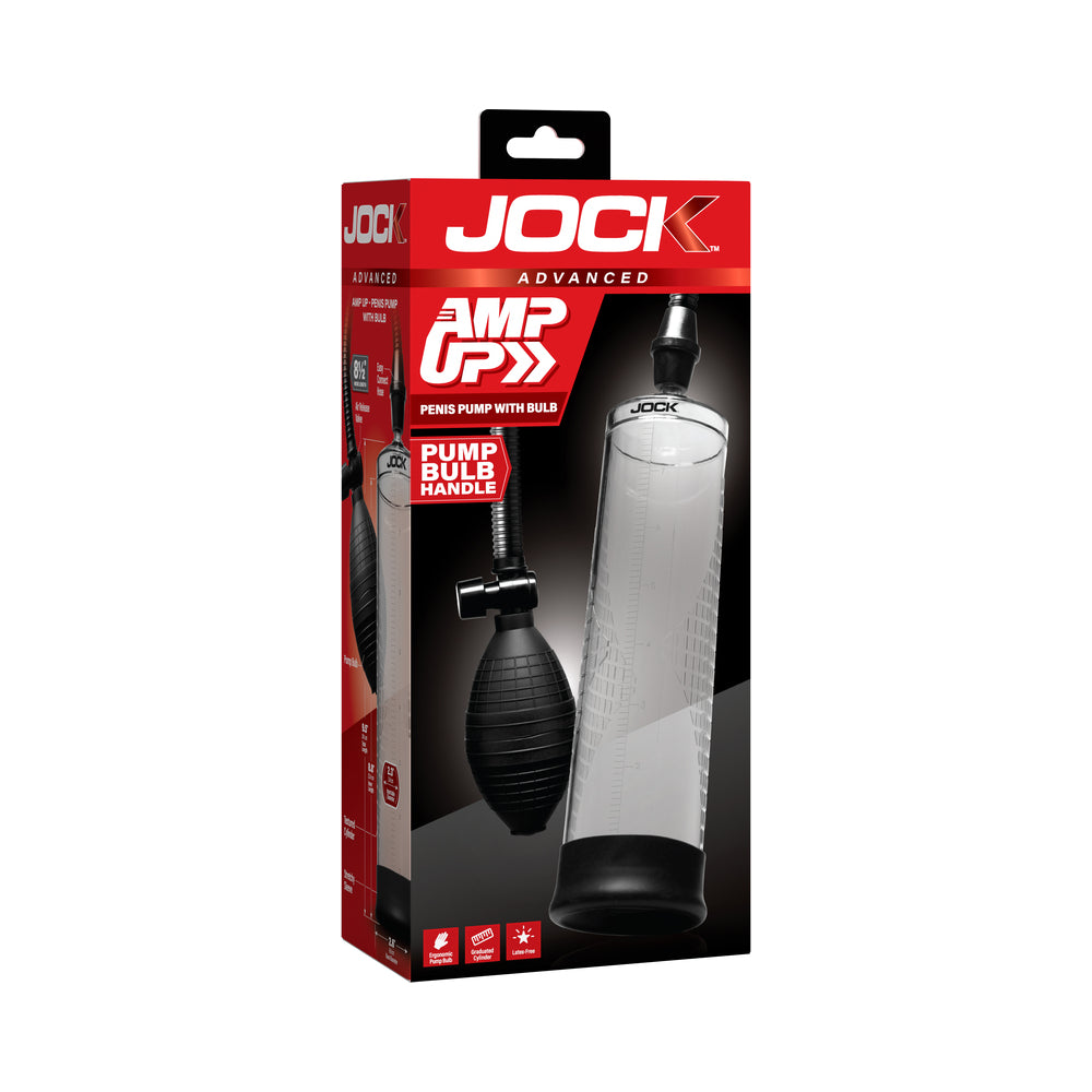 JOCK Amp Up Penis Pump with Bulb JOCK Amp Up clear cylinder pump with black squeeze bulb in box