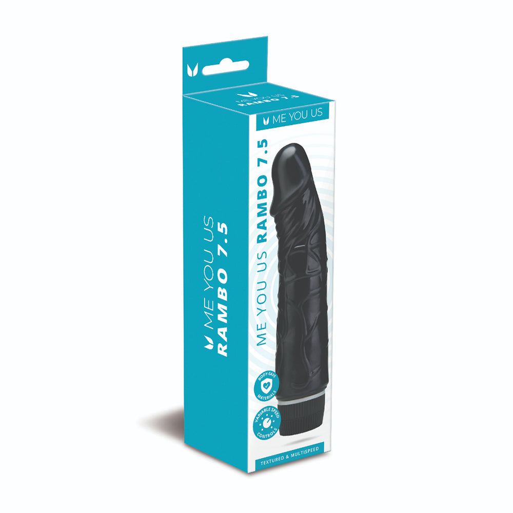 Me You Us Rambo 7.5 in. Realistic Vibrator Me You Us Rambo 7.5-inch black vibrator retail box