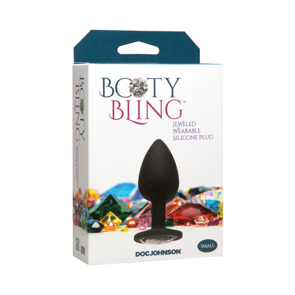 Booty Bling -Small Silver Booty Bling Small Silver Jewel Plug white retail carton three-quarter view
