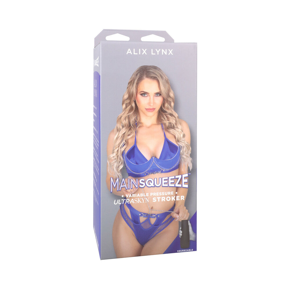 Main Squeeze Alix Lynx ULTRASKYN Stroker Pussy Vanilla Alix Lynx Main Squeeze ULTRASKYN stroker retail box with purple side panel
