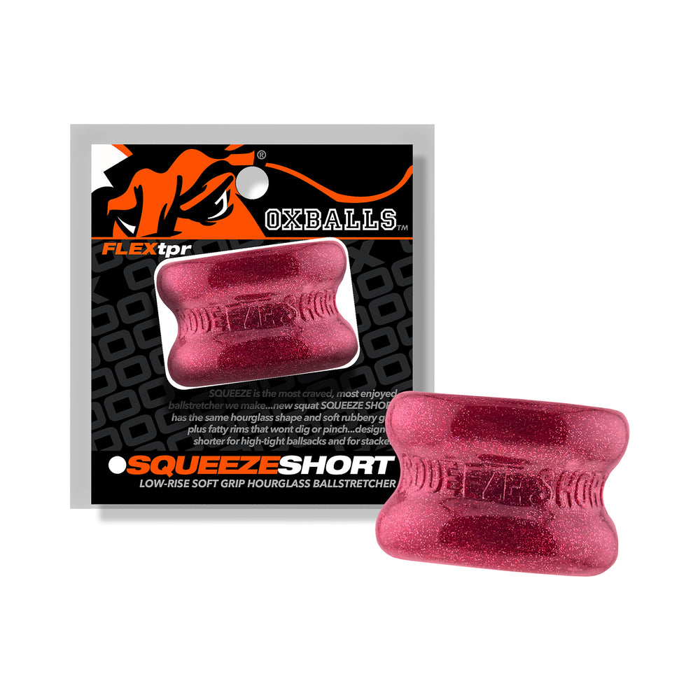 Oxballs Squeeze Short Ballstretcher Cherry Lips Cherry Lips Oxballs Squeeze Short beside branded retail package