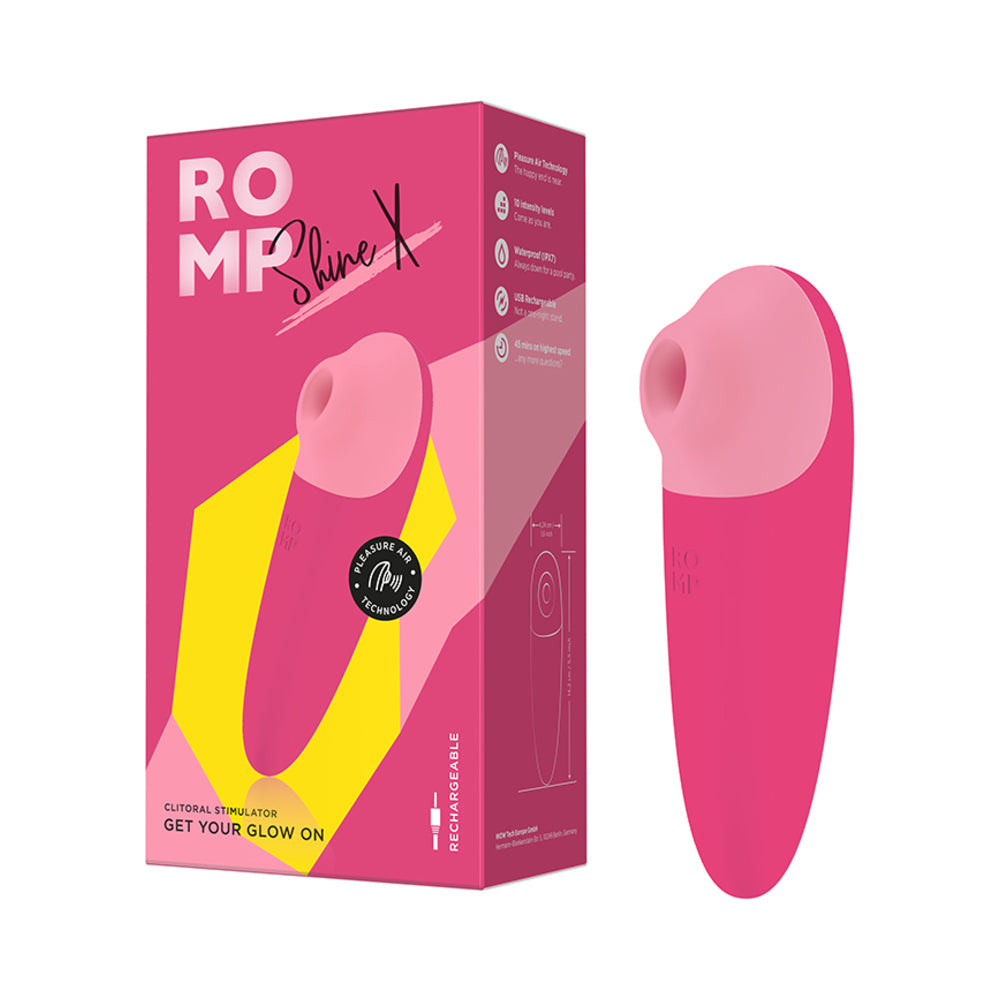 ROMP Shine X ROMP Shine X pink air-pulse stimulator with pale circular opening beside box