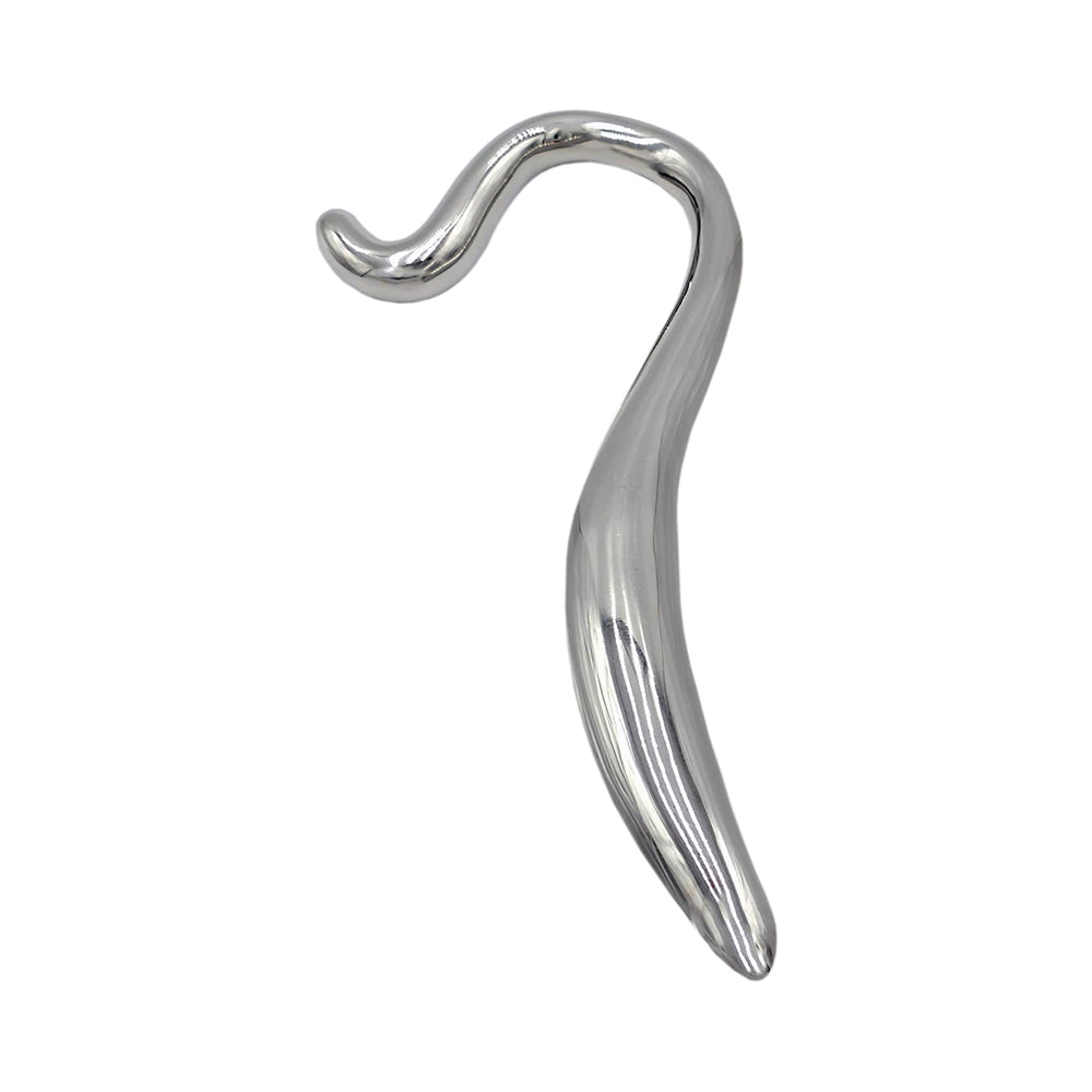 Rouge Stainless Steel Hollow Curved Wand In Case Silver hollow curved stainless steel wand with hooked tip