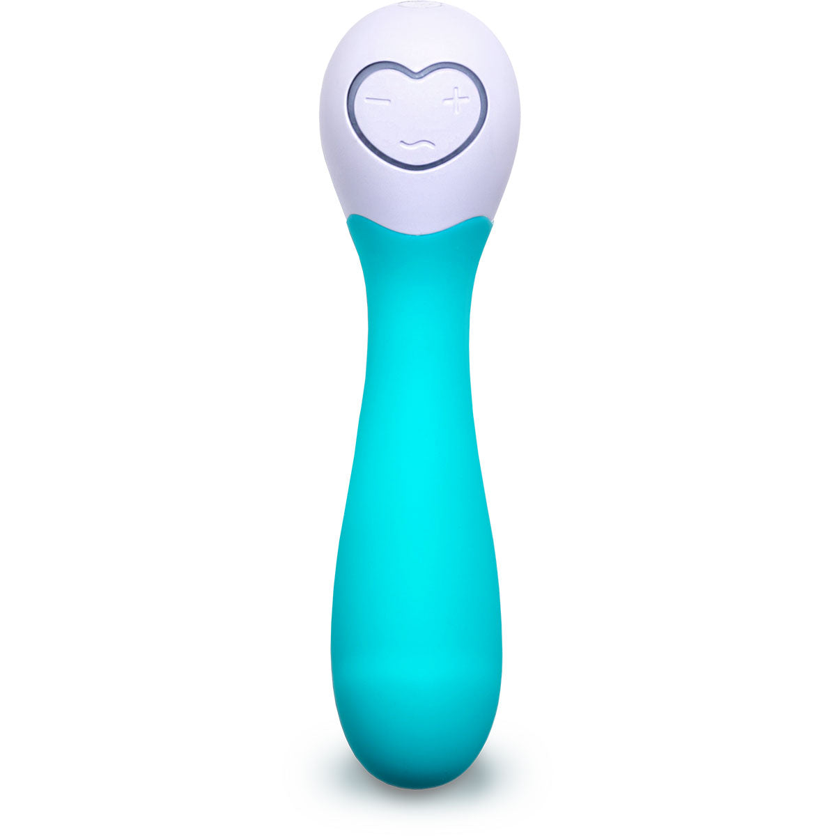 OhMiBod LoveLife Cuddle Mini Turquoise turquoise OhMiBod Cuddle Mini vibrator with white heart-shaped control button