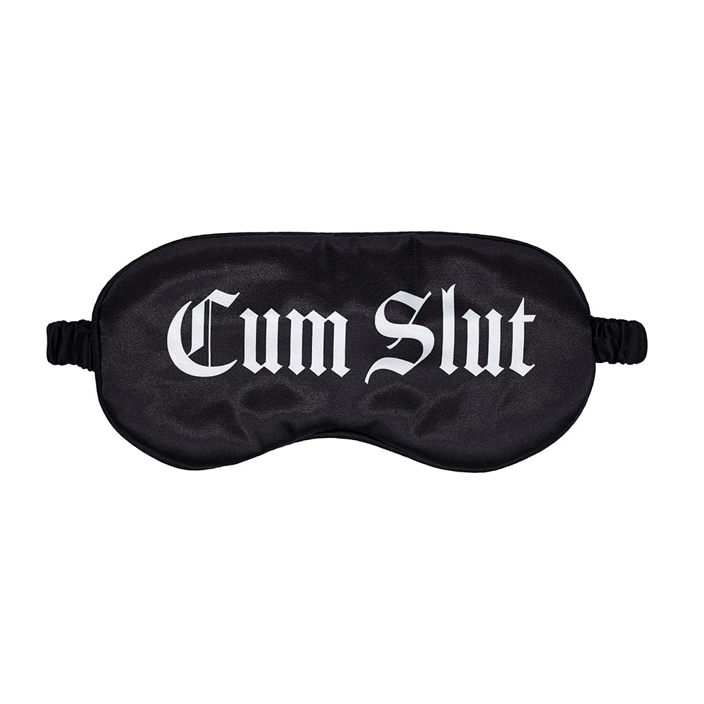 Ouch! Cum Slut Printed Mask Satin Black Black Ouch satin blindfold printed with white Cum Slut text