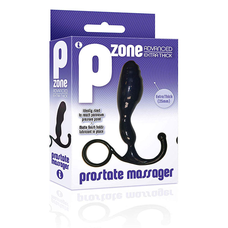 The 9''s P-Zone Advance Thick Prostate Massager The 9's P-Zone Advance black curved prostate massager retail box